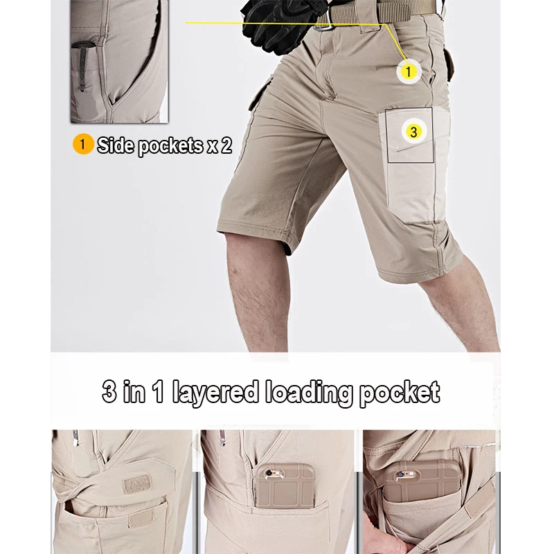 ZITY【Ready Stock】Mens Waterproof Cargo Shorts with Pockets Cargo pants 6 pocket cargo short - Image 2