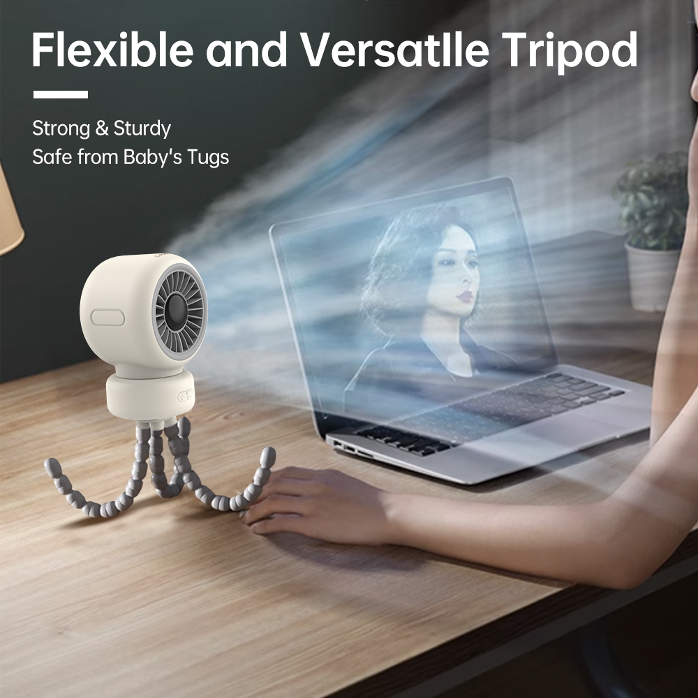 Orashare OCF01Pro Stroller Fan 4000mAh Rechargeable Mute Turbo Octopus Baby Clip Fan 3 Speeds Wind - Image 6