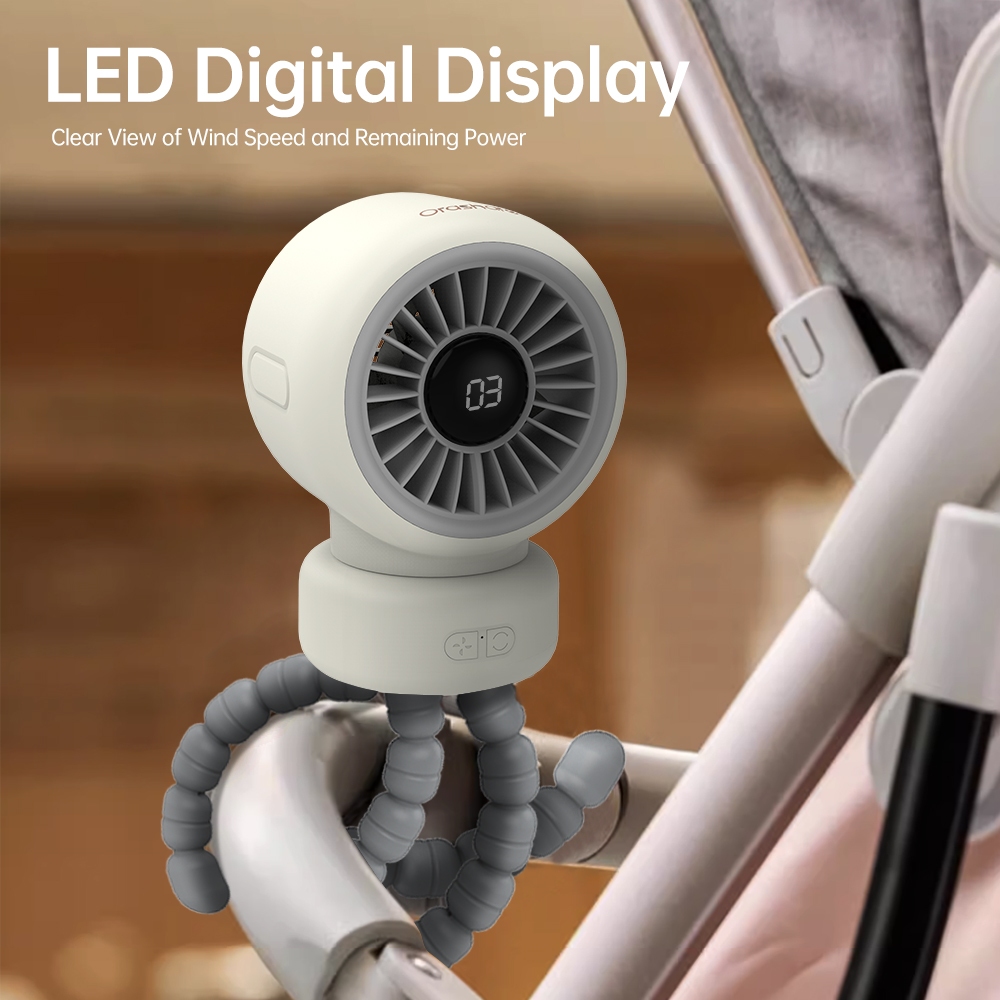 Orashare OCF01Pro Stroller Fan 4000mAh Rechargeable Mute Turbo Octopus Baby Clip Fan 3 Speeds Wind - Image 5