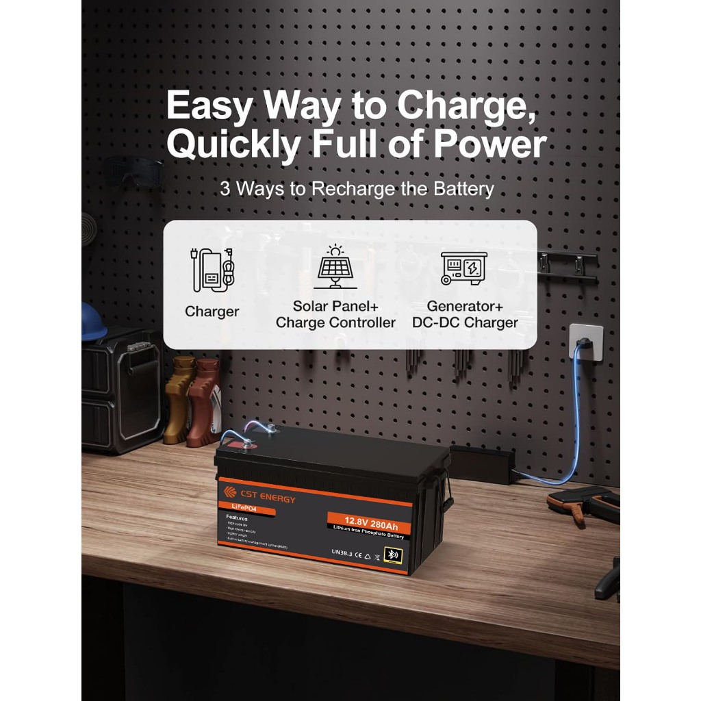 CST ENERGY LiFePo4 Battery 12V 100AH Lithium Battery 12V280AH Solar Battery 12V 100AH Built in BMS — view 7