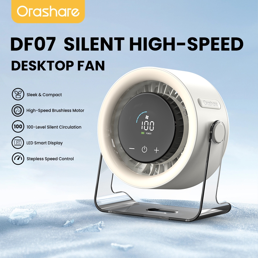 Orashare DF07 Small High Speed Desk Fan 100 Speed Wind Cooling Silent 3000mAh Rechargeable Table Fan - Image 8