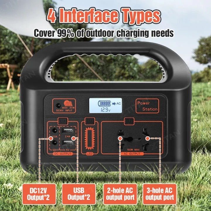 220V 150w Power Station Solar Portable Fast Charging Solar Generator Outdoor Camping Power Bank - Image 8