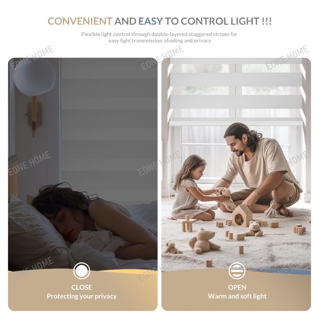 Eone Home 60/80/100/120/140/150 Width Curtain Blinds For Window Korean Venetians Duo Roller Blinds - Image 5