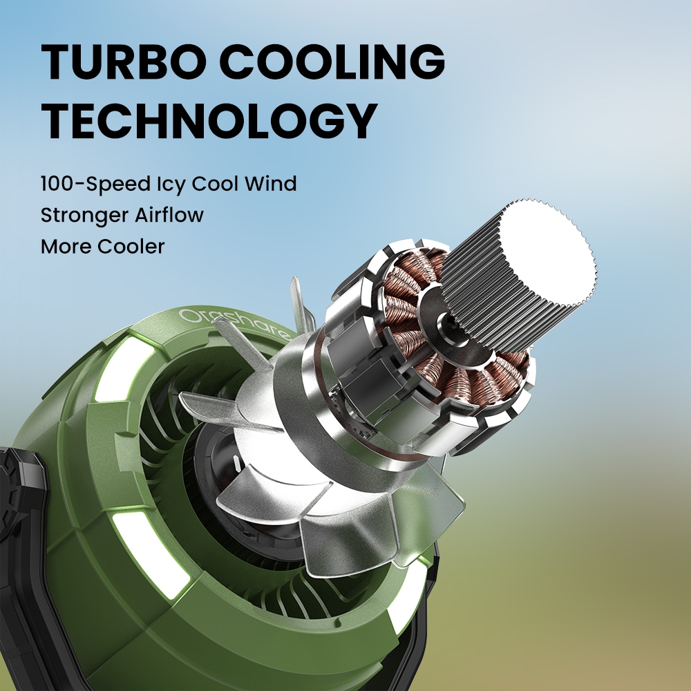 Orashare DF09 20000mAh Rechargeable Camping Fan 100-Speed Remote 180° Oscillating with LED Light - Image 2