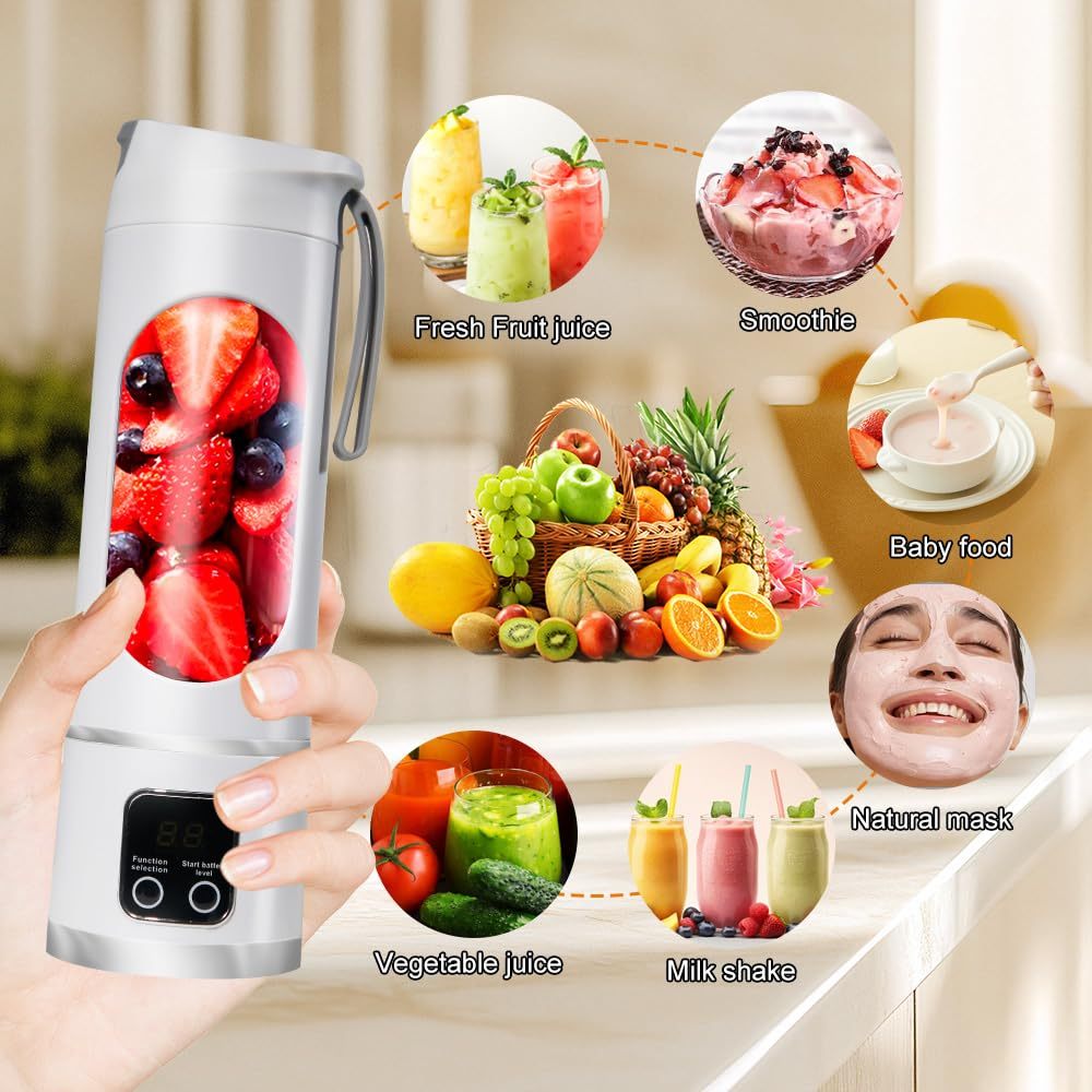 【Free Gift】Portable Juicer 12 Blade Head 3 Gears Adjustable Double Cover Design Long-lasting - Image 2