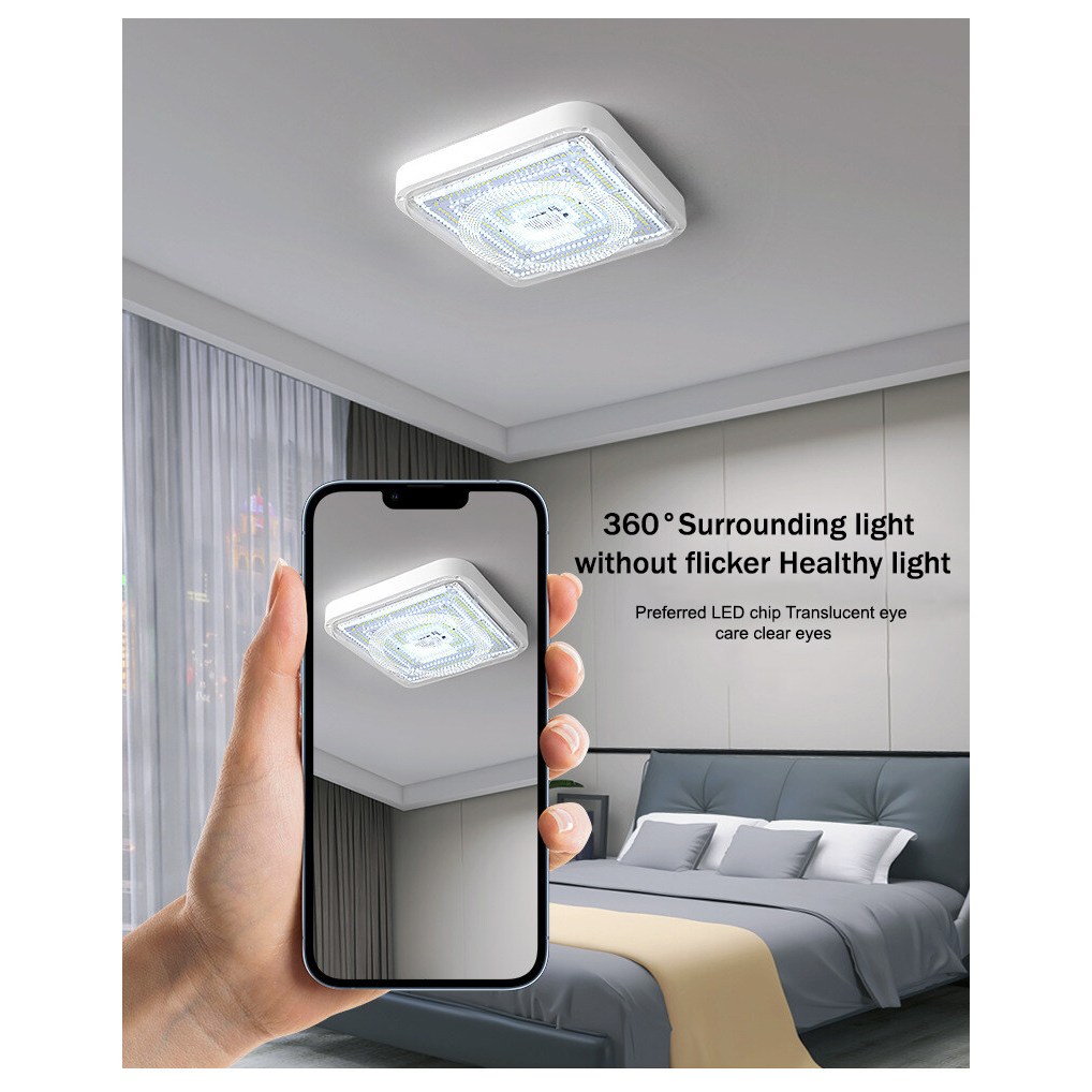 Solar Ceiling Light IP67 LED 3 Colors Outdoor Waterproof Square Solar Light Indoor With Remote - Image 2