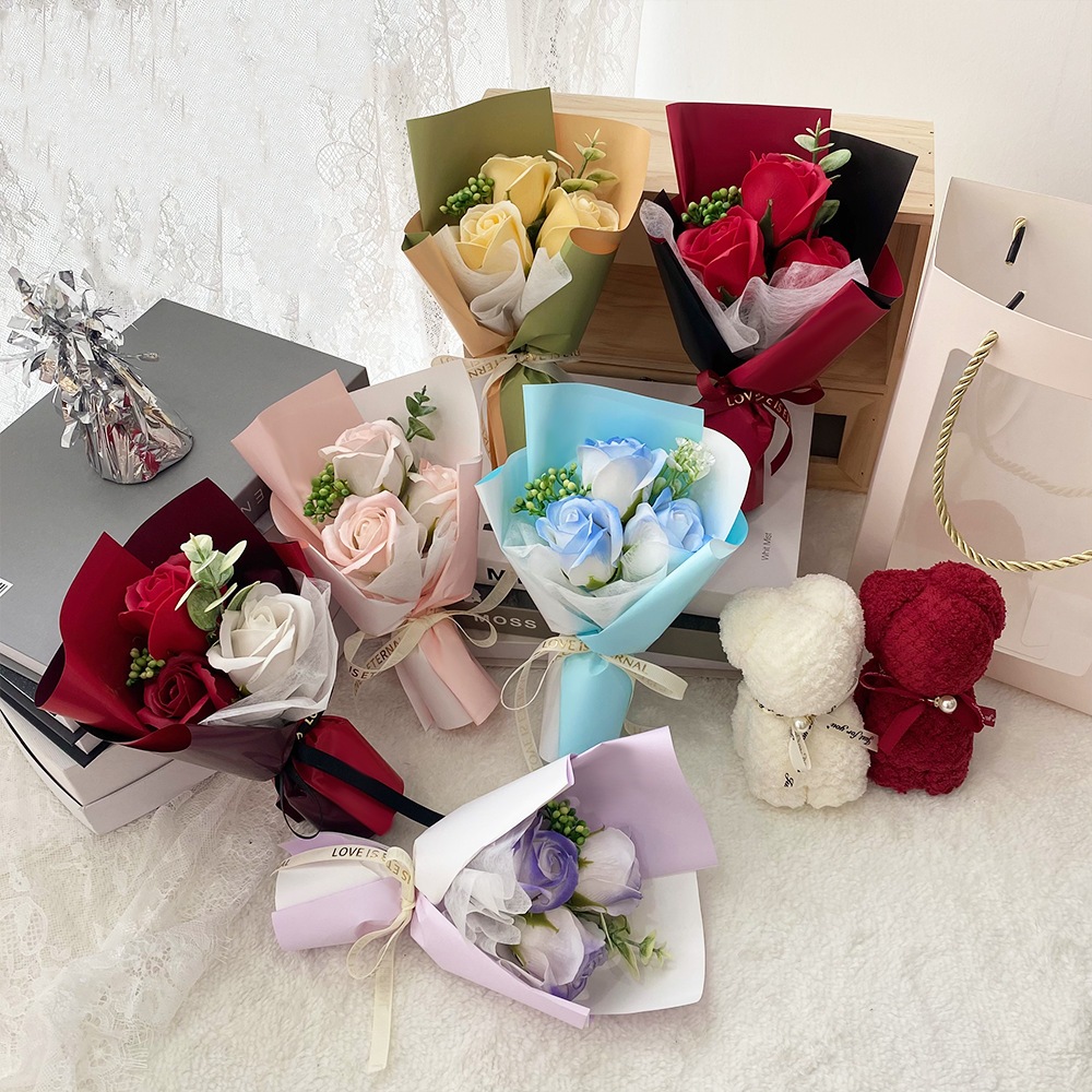 Soap Flower Gift Box Valentine's Day Rose Bouquet Creative Small Gift with Led Light Birthday Gift - Image 3
