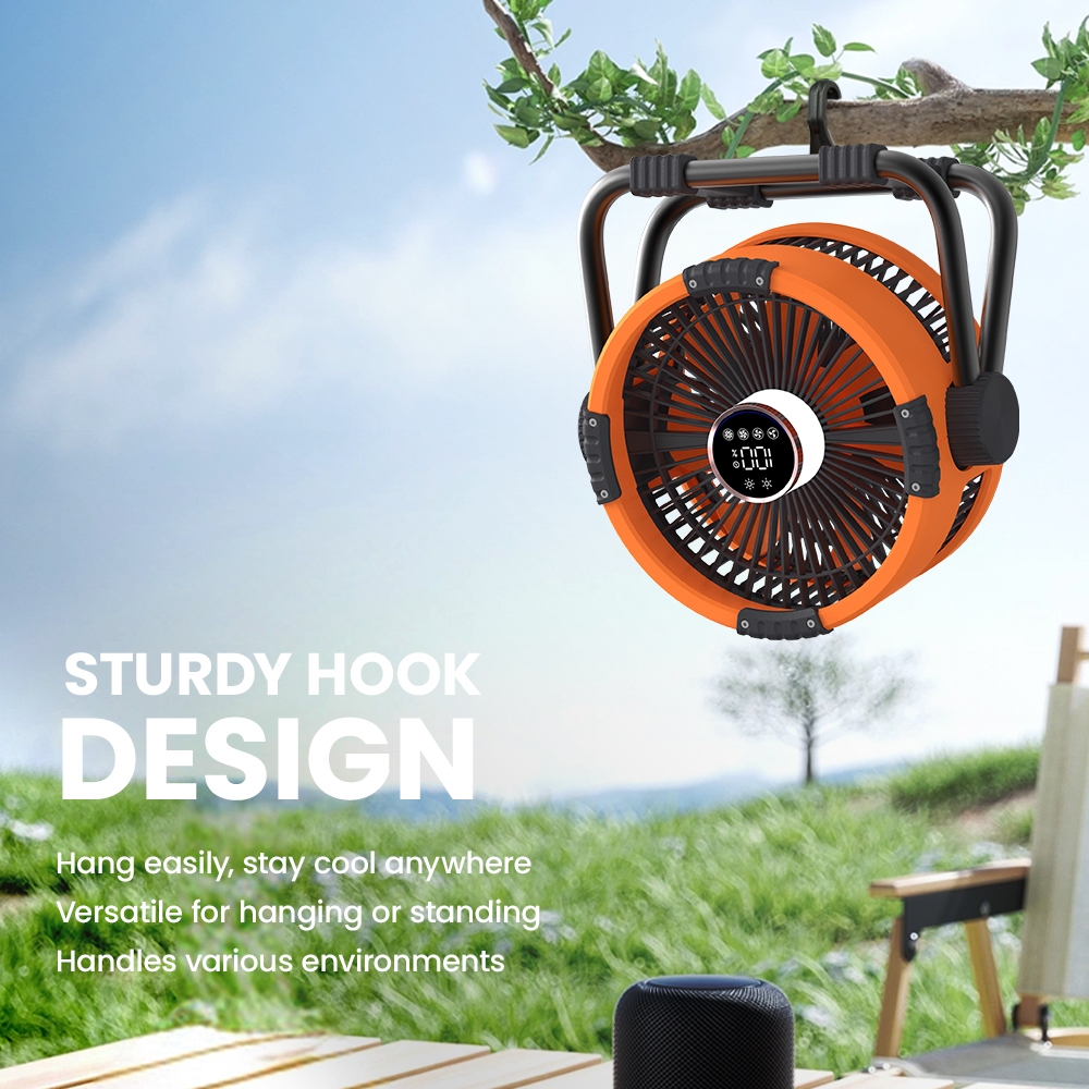 Orashare DF04 20000mAh Desk Fan Rechargeable 4 Speeds Wind 10 Inch Storm Fan With Powerbank & Light - Image 5