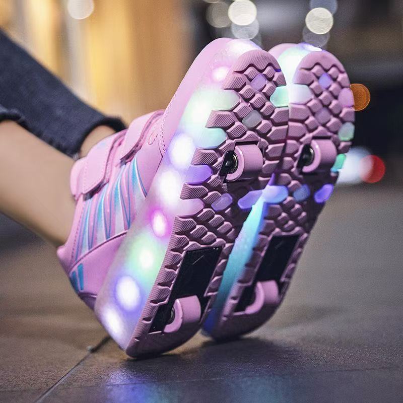 Children's Roller Skates Boy And Girls Fashionable Rechargeable LED Walking Shoes Kids Sneakers - Image 2
