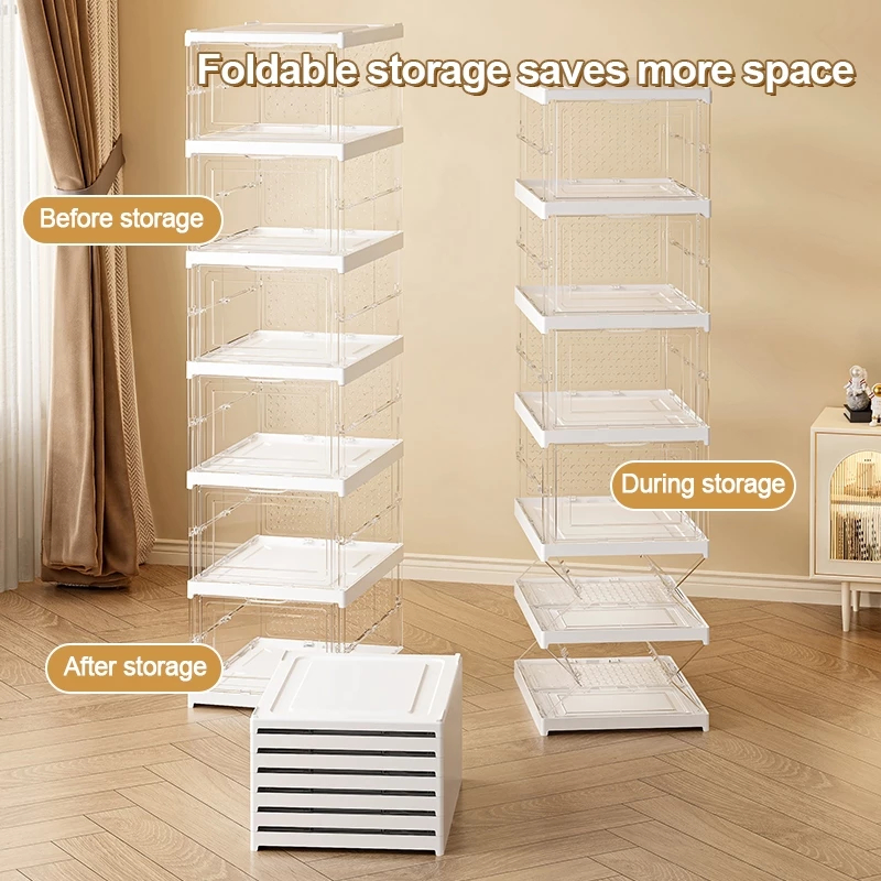 gooreestyle Transparent Foldable Shoe Rack Cabinet Storage Organizer Box Shelf Installation-Free - Image 7