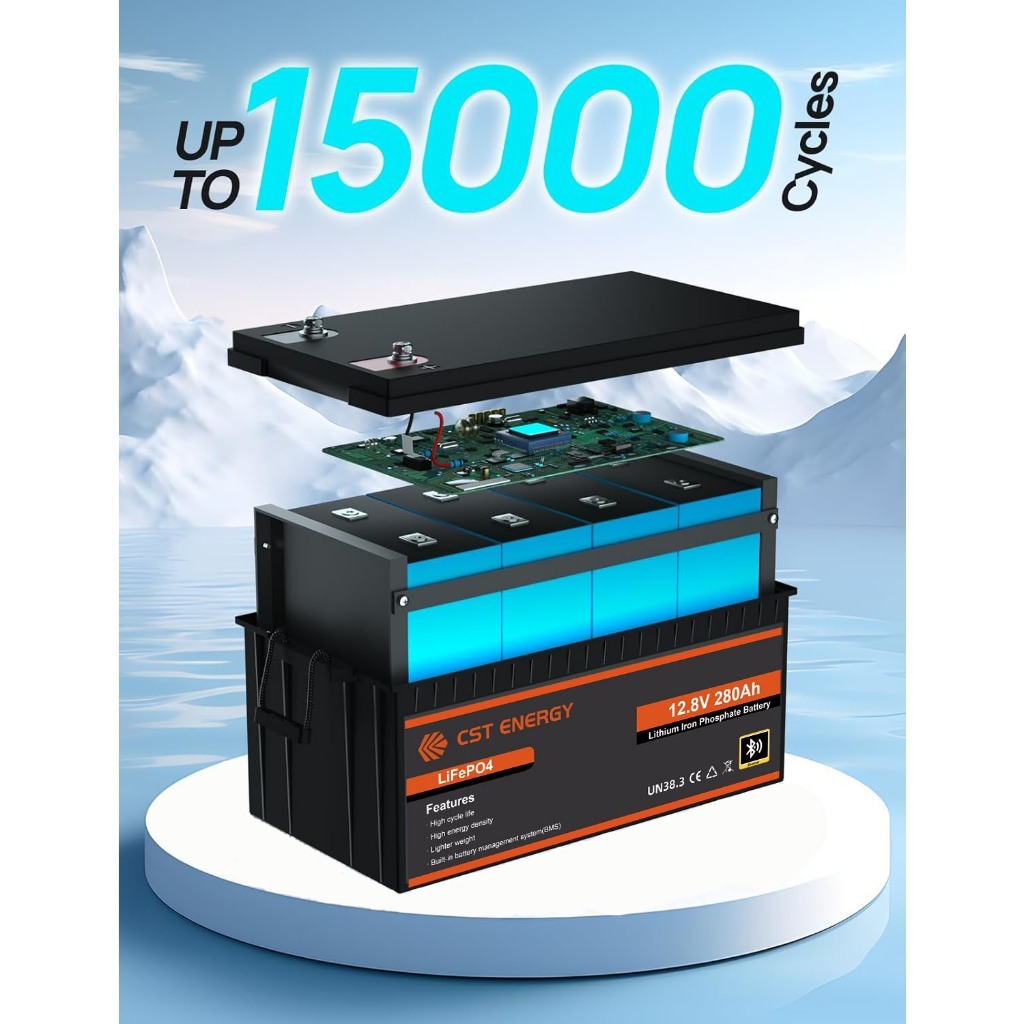 CST ENERGY LiFePo4 Battery 12V 100AH Lithium Battery 12V280AH Solar Battery 12V 100AH Built in BMS — view 3