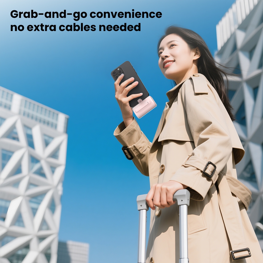 Orashare PN10 10000mAh Mini Powerbank Built-in Light ning/Type-C Plug With Stand Portable Charger - Image 6