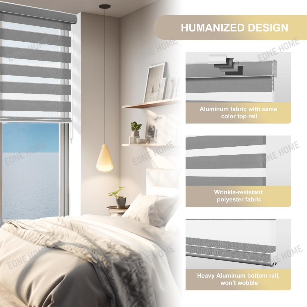 Eone Home 60/80/100/120/140/150 Width Curtain Blinds For Window Korean Venetians Duo Roller Blinds - Image 3