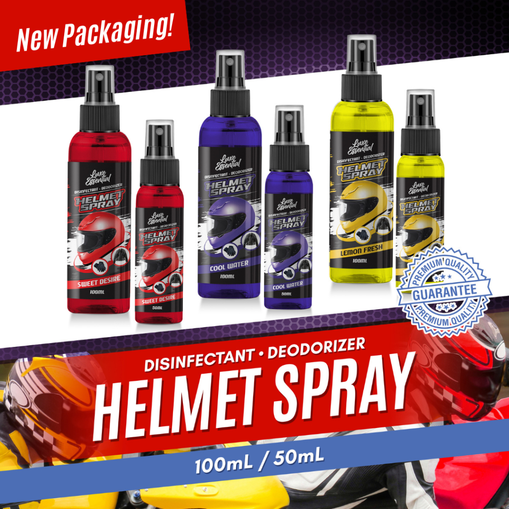 Luxe Essential Helmet Anti-Bacterial Spray – Sanitizer & Deodorizer for Motorcycle Helmets