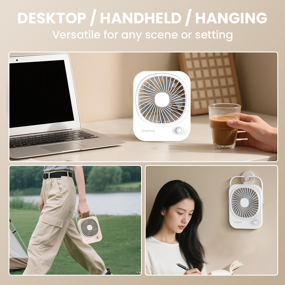 Orashare DF10 Rechargeable Desk Fan Turbo Wind 2000mAh 15H Quiet Cooling Portable for Office & Dorm - Image 8
