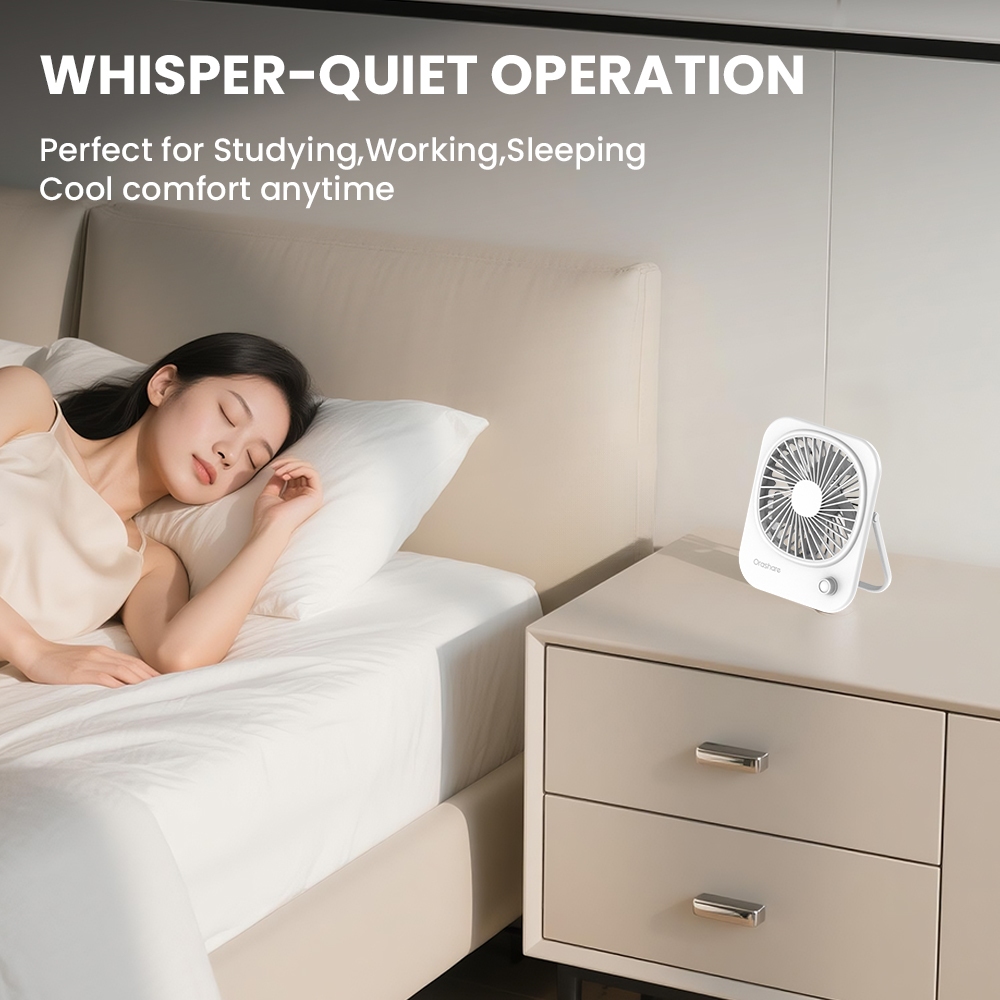 Orashare DF10 Rechargeable Desk Fan Turbo Wind 2000mAh 15H Quiet Cooling Portable for Office & Dorm - Image 6