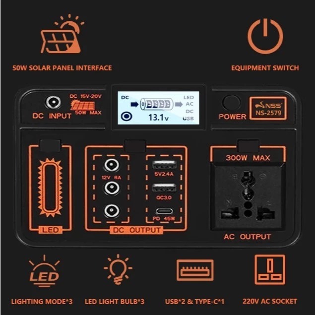Power station 220v 300w power station multi-function portable big capacity solar generator station - Image 4