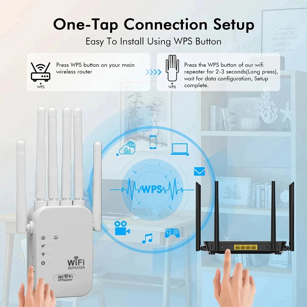 Wireless Wifi Repeater 6-Antenna Booster Range Extender Booster Internet 2.4G 4G Network Wifi Router - Image 2