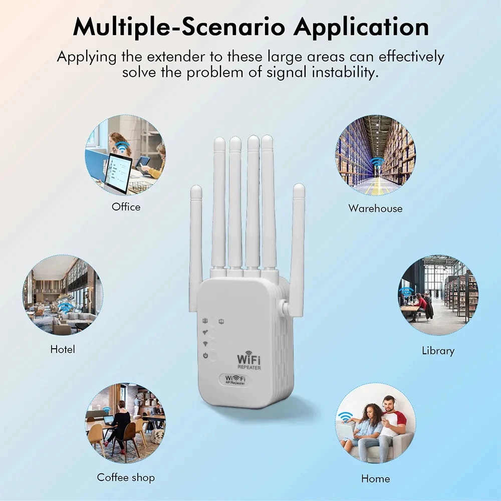Wireless Wifi Repeater 6-Antenna Booster Range Extender Booster Internet 2.4G 4G Network Wifi Router - Image 4