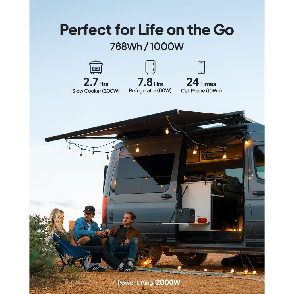 BLUETTI AC70 1000W AC Outlets Portable Power Station, 768Wh（207360mAh）Emergency Power Camping — view 2
