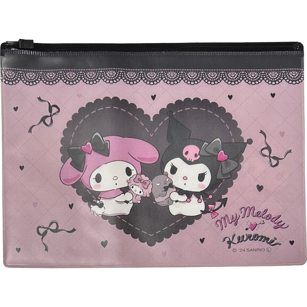 Direct from JapanSanrio My Melody & Kuromi Flat Vinyl Slider Case Pouch 22 15.7 cm Accessories Card Multipurpose Case Bag (Heart Ribbon)