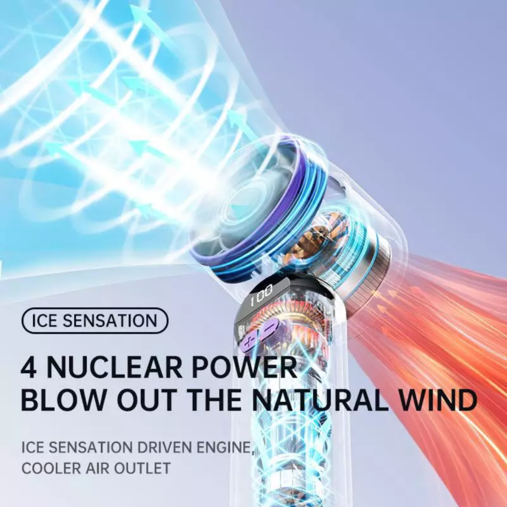 FS-F85 Portable Turbo Fan USB Rechargeable Foldable Handheld Pocket Fan 100 gear speed LED display - Image 6