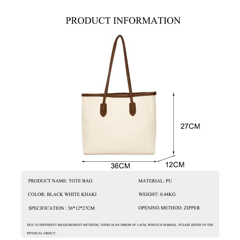 Muma Leather Large Woman Shopping Tote Bag With Zipper Shoulder Bags For Women Office bag - Image 5