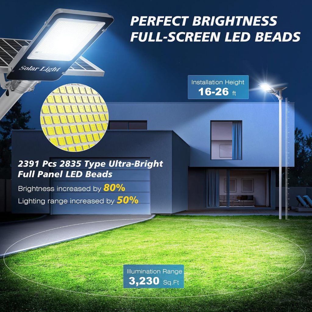 Gold Star LED Solar Street Lights Outdoor IP67 Solar Lights Outdoor Waterproof Automatic With Remote - Image 6