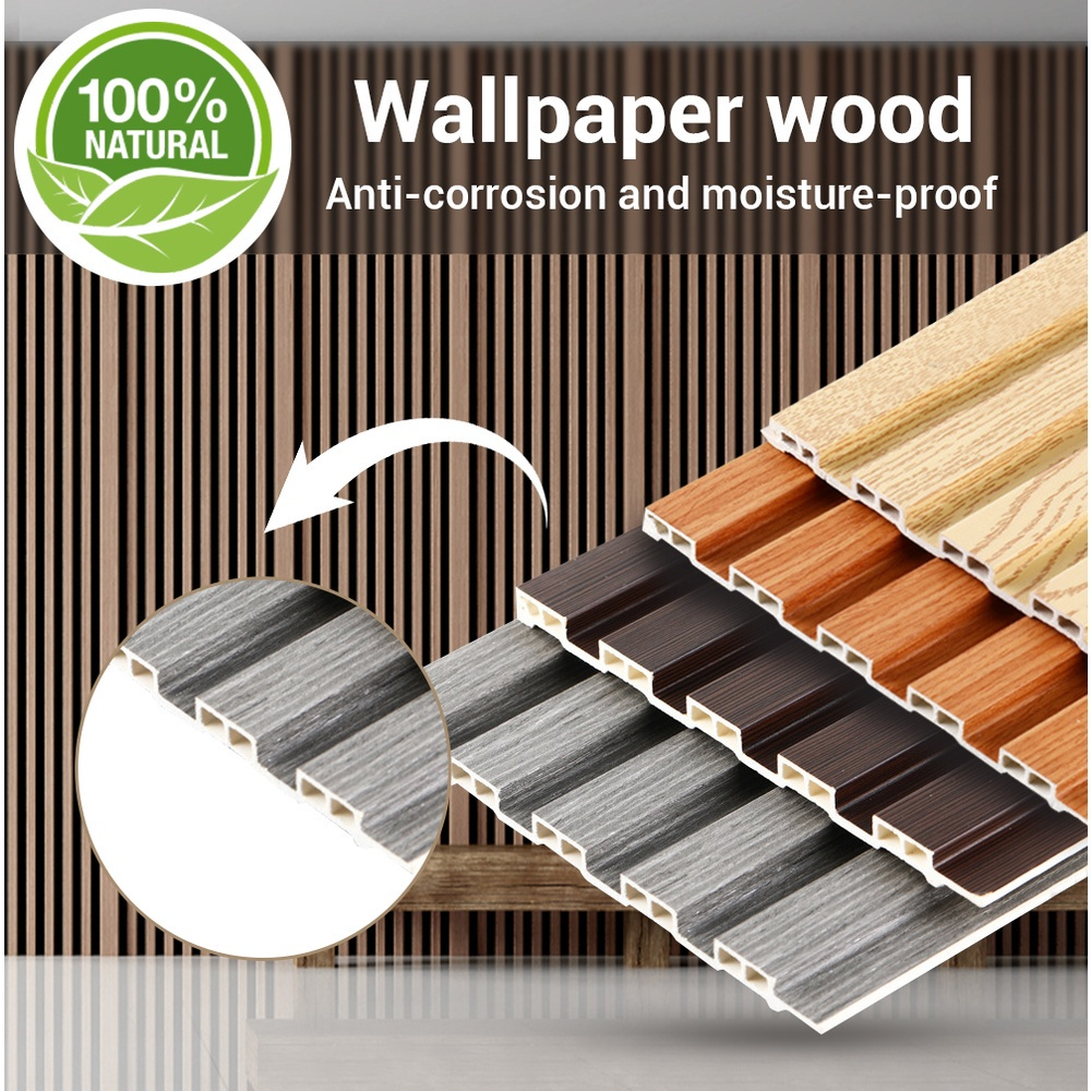 20PCS PVC Wall Panel Waterproof and Fireproof Solid Wood Board Grille Design TV Background - Image 5