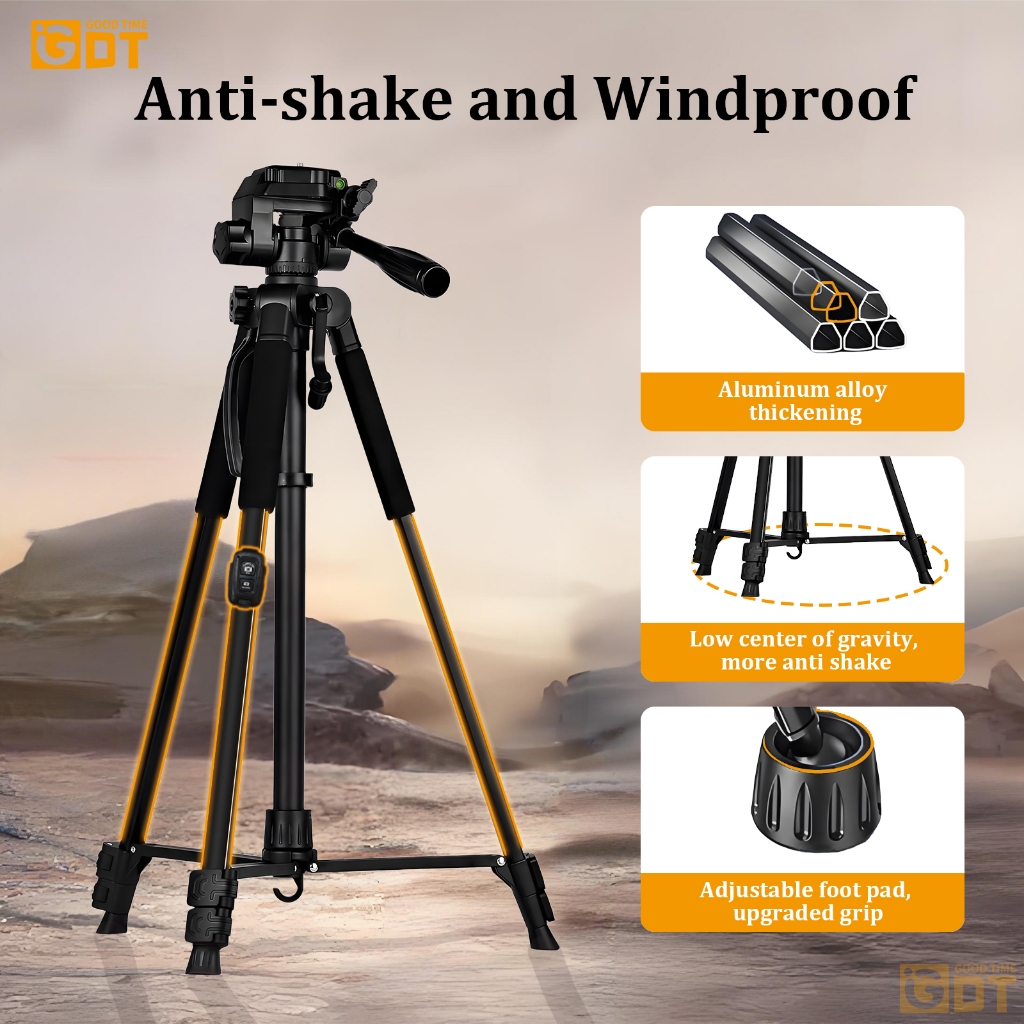 GDT Camera Tripod 1.7M Tripod Stand With Bluetooth Remote Phone Holder Extendable Tripod For DSLR — view 7