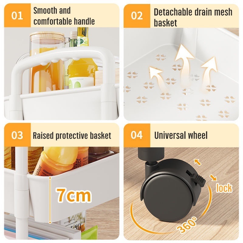 Trolley Cart Organizer3/4/5 Tier St Trolley Cart Organizer 3/4/5 Tier Storage Organizer Moving Rack — view 2