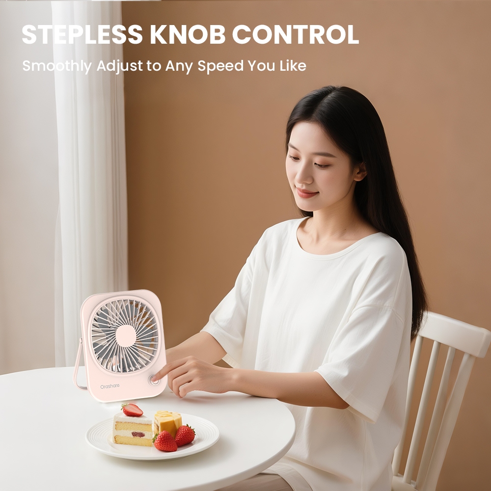 Orashare DF10 Rechargeable Desk Fan Turbo Wind 2000mAh 15H Quiet Cooling Portable for Office & Dorm - Image 4