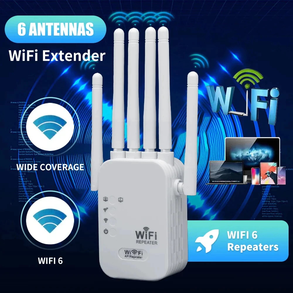 Wireless Wifi Repeater 6-Antenna Booster Range Extender Booster Internet 2.4G 4G Network Wifi Router - Image 3