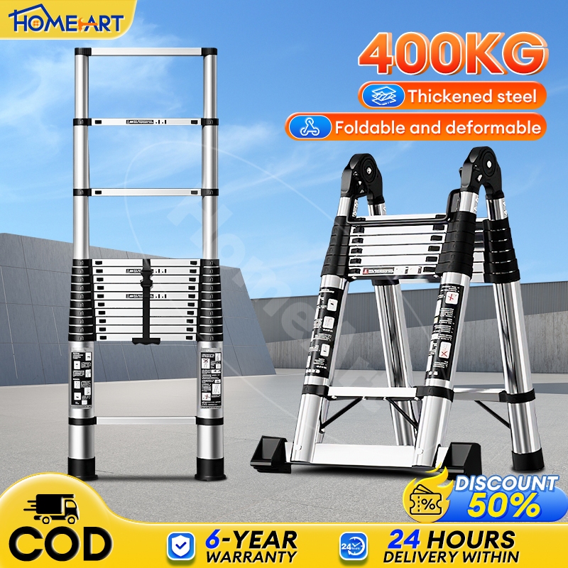 Telescopic Ladder Foldable Aluminum Heavy Duty Home Step Ladder Anti Slip Straight Ladder