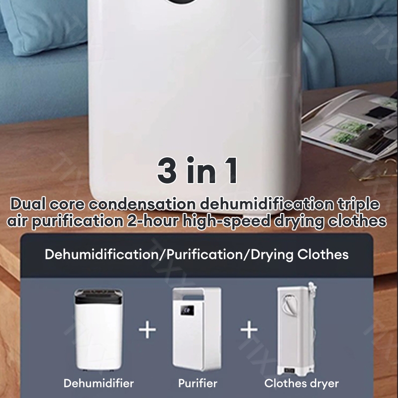 Tixx Dehumidifier Air Purifier For Home 2.5L Water Tank 45db Low Noise Moisture Absorber Indoor - Image 5