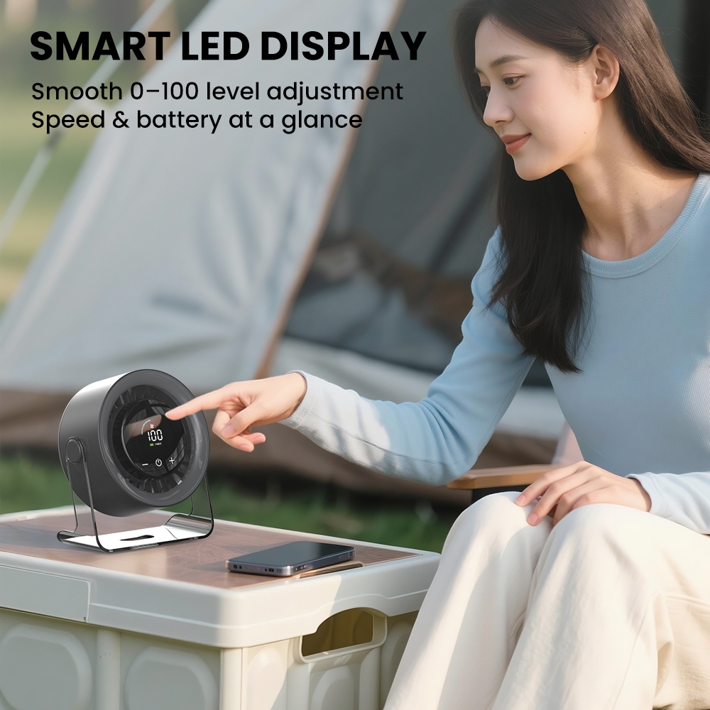 Orashare DF07 Small High Speed Desk Fan 100 Speed Wind Cooling Silent 3000mAh Rechargeable Table Fan - Image 3