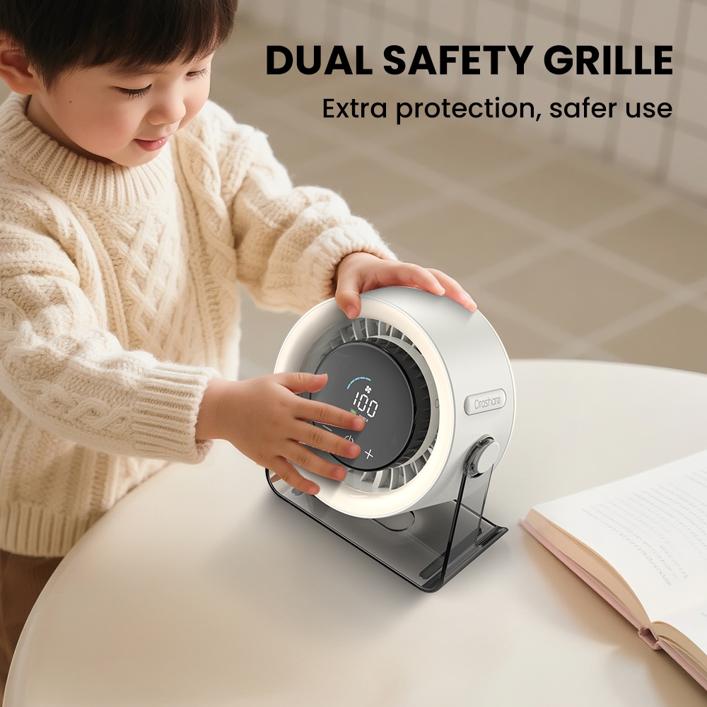 Orashare DF07 Small High Speed Desk Fan 100 Speed Wind Cooling Silent 3000mAh Rechargeable Table Fan - Image 6