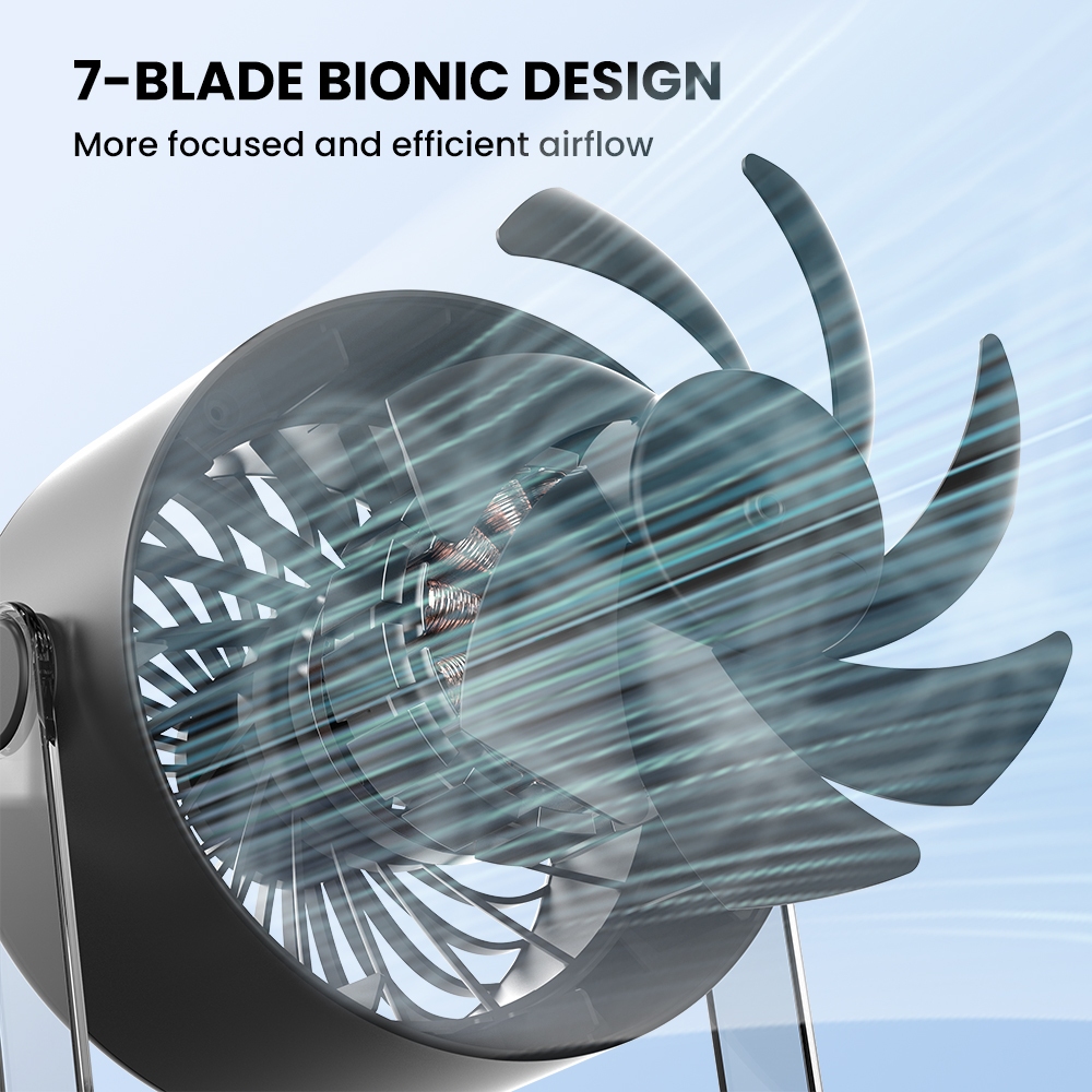 Orashare DF07 Small High Speed Desk Fan 100 Speed Wind Cooling Silent 3000mAh Rechargeable Table Fan - Image 4