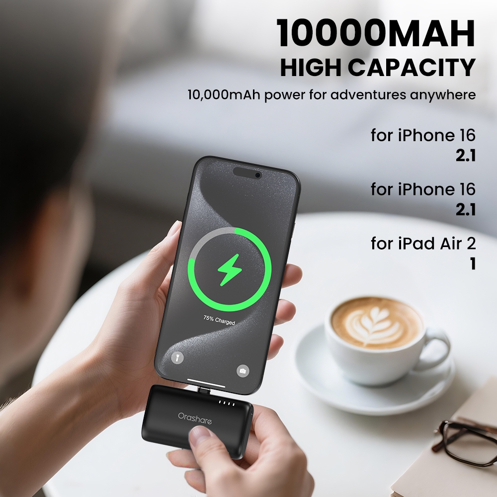 Orashare PN10 10000mAh Mini Powerbank Built-in Light ning/Type-C Plug With Stand Portable Charger - Image 3