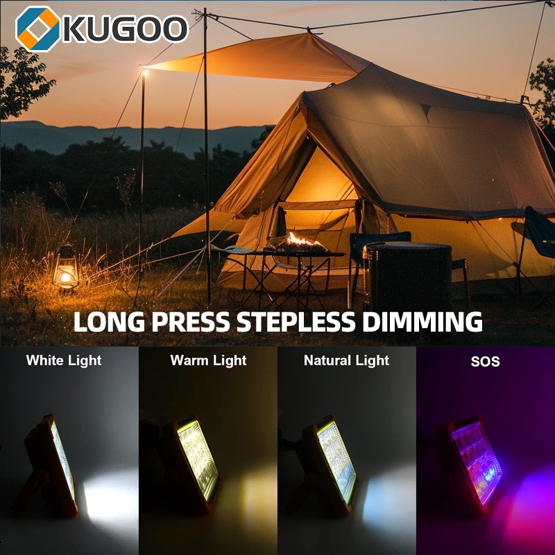 KUGOO solar camping light outdoor IP68 waterproof emergency flood lighting rechargeable USB cable — view 4