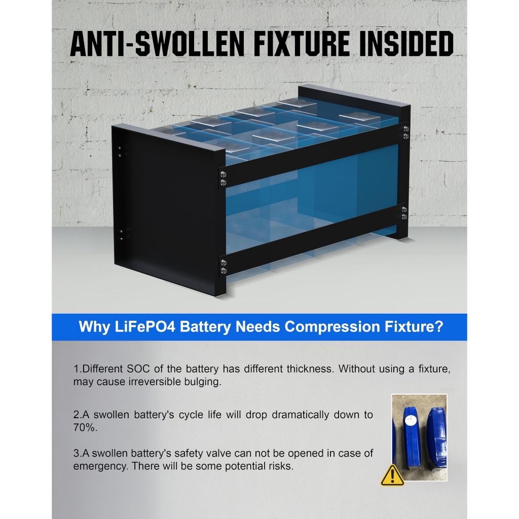 GENTAI Bluetooth LiFePO4 Battery 12V 280Ah Lithium Battery 200A BMS for Solar System, Backup Power - Image 6