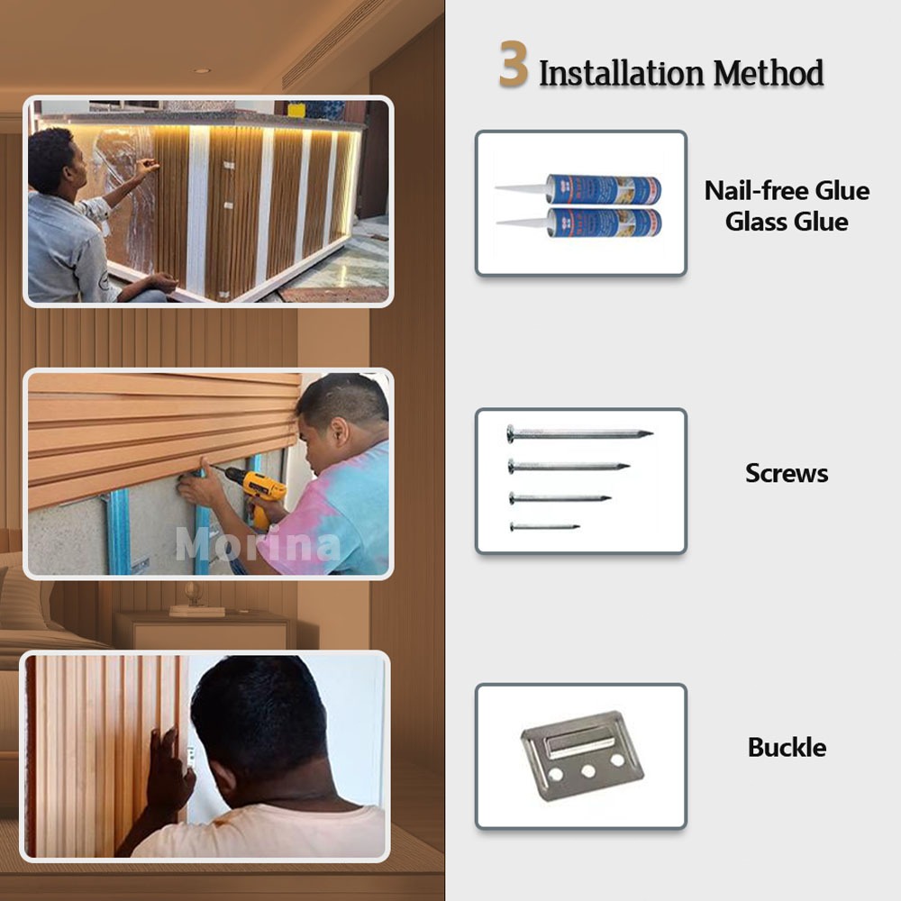 20PCS PVC Wall Panel Solid Wood Board Wallpaper Fluted Wall Panel Sticker Waterproof Grille Design - Image 8