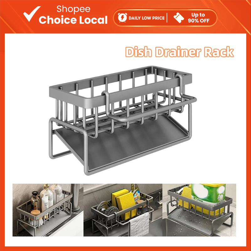 Sponge Drainer Rack With Towel Holder Kitchen Bathroom Sink Organizer Rack Soap Holder Orgaizer