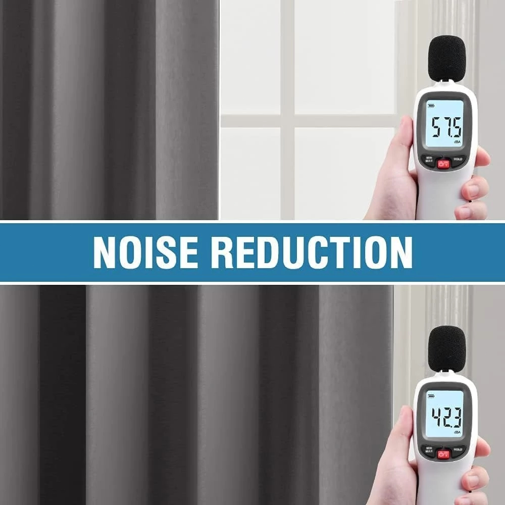 5/6/7/8/9ft 100% Blackout Curtains with Black Liner Thermal Insulated Noise Reducing Full Shading - Image 6