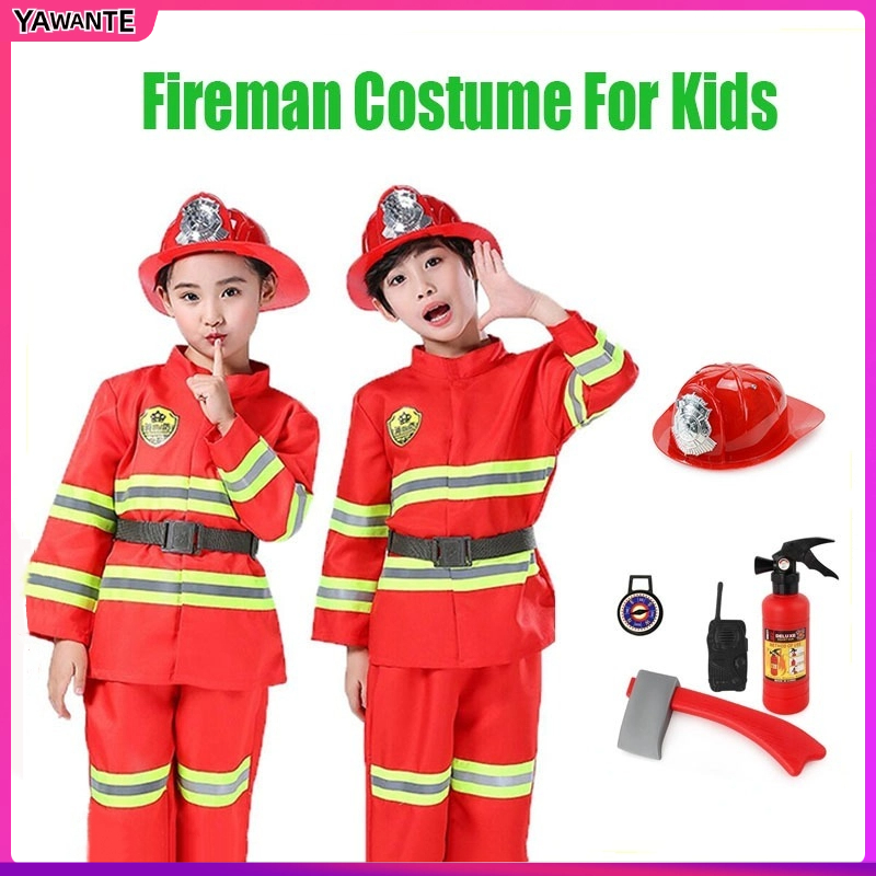 Halloween Firefighter Cosplay Costume For Kids Boys Girls Carnival Party Sam Fireman Uniform Carnival Toys Outfits Work Clothing  I.241155308