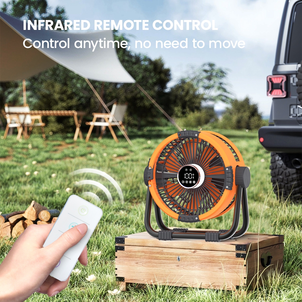 Orashare DF04 20000mAh Desk Fan Rechargeable 4 Speeds Wind 10 Inch Storm Fan With Powerbank & Light - Image 7