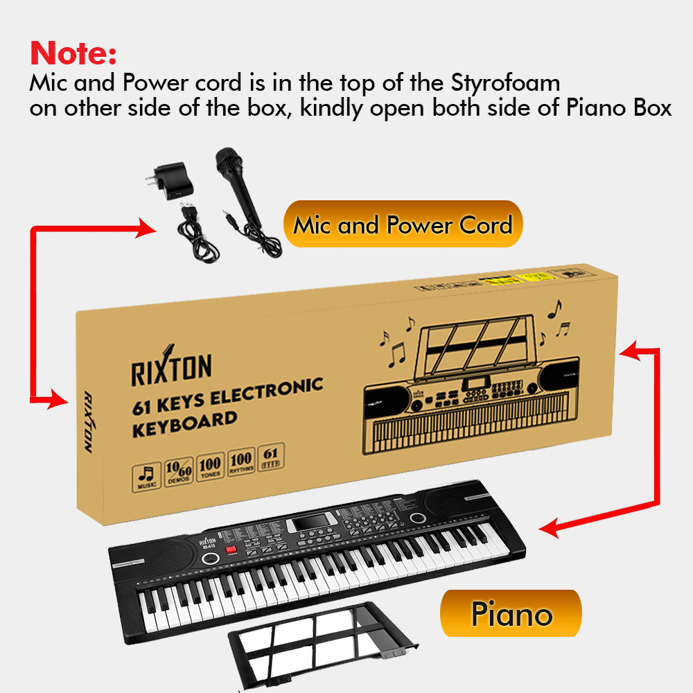 RIXTON 61 Keys Electric Piano Portable Piano Musical Keyboard Instruments For Beginners - Image 2
