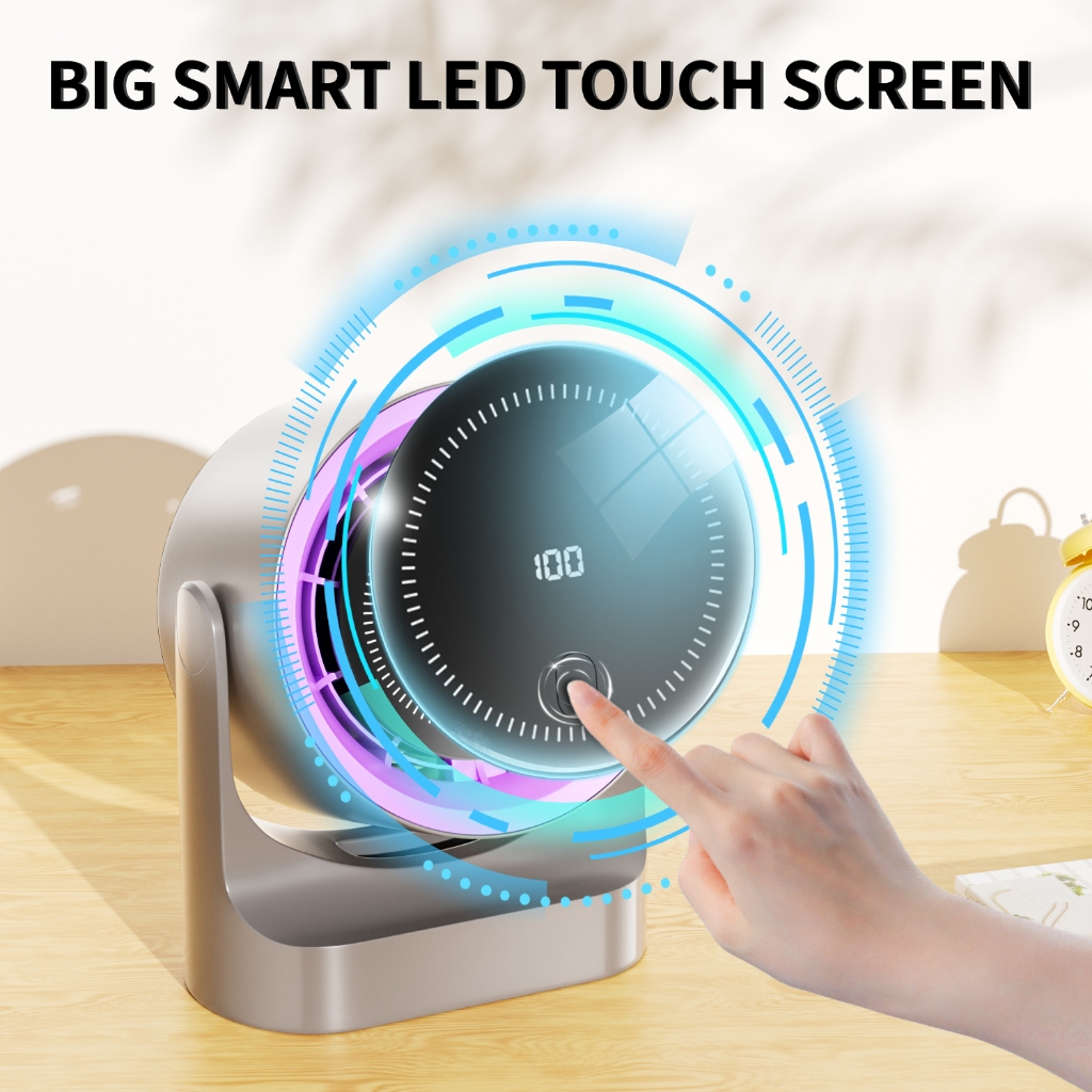 Dreepor High Speed Desk Fan Rechargeable Fan 100 Gears Strong Wind Digital Display Wall Fan — view 4