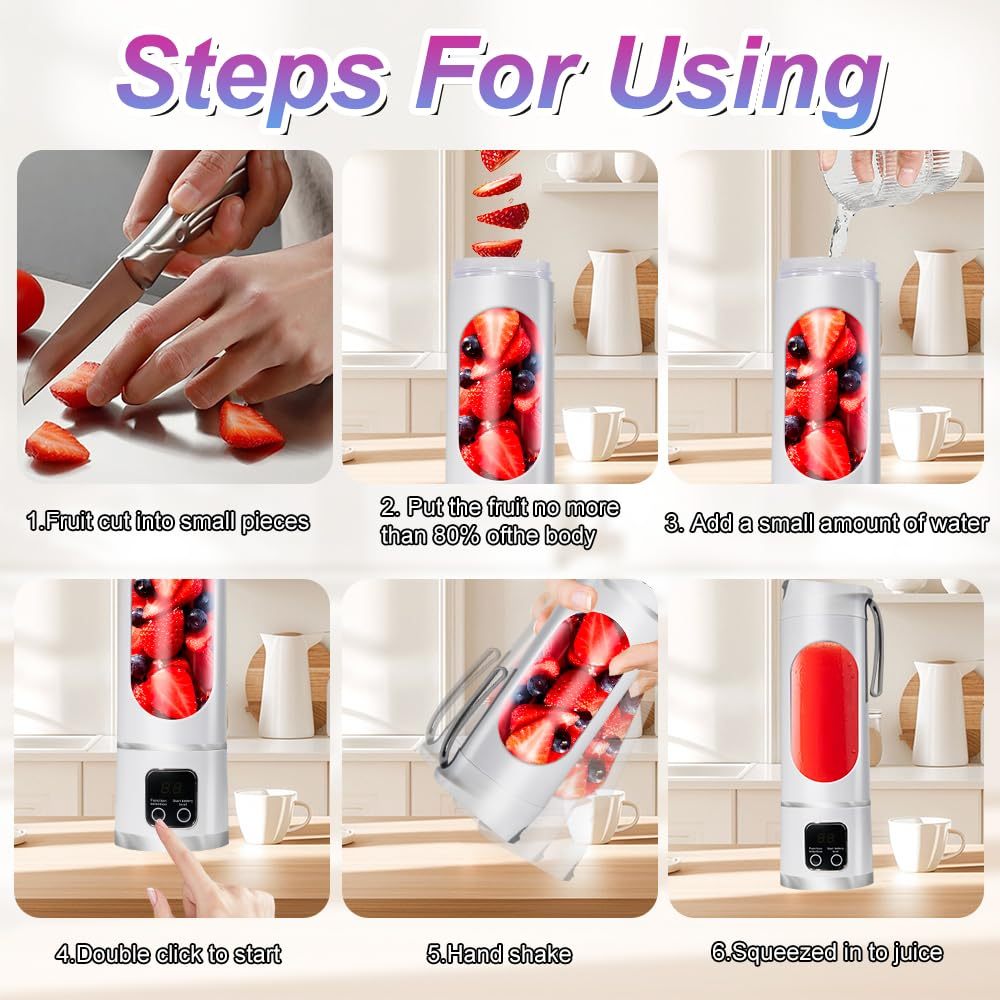 【Free Gift】Portable Juicer 12 Blade Head 3 Gears Adjustable Double Cover Design Long-lasting - Image 4