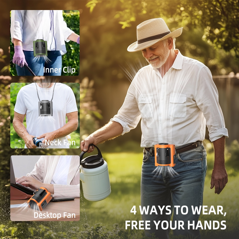 Orashare WF10 Waist Fan 10000mAh 5 Speed Strong Wind Portable Fan Rechargeable With Powerbank &Light - Image 4